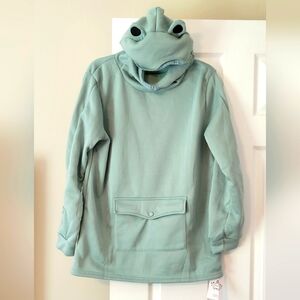 Frog Hoodie Medium Sage Light Green Long Sleeve Sweatshirt Medium NWT